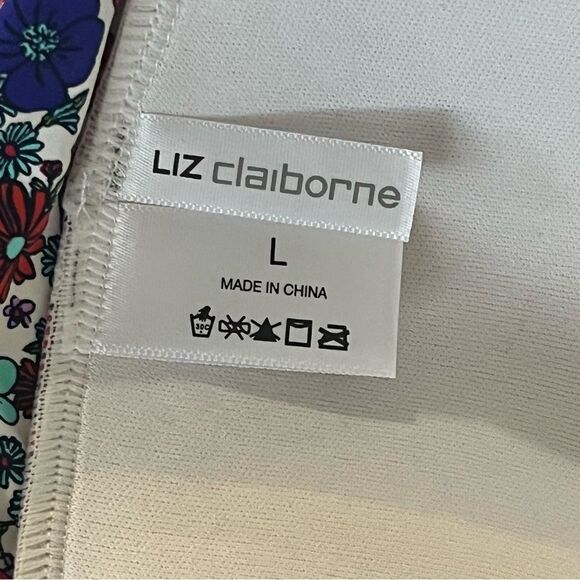 NWT Liz Claiborne White Multi Floral Bikini Top Size Petite Large - Picture 5 of 7